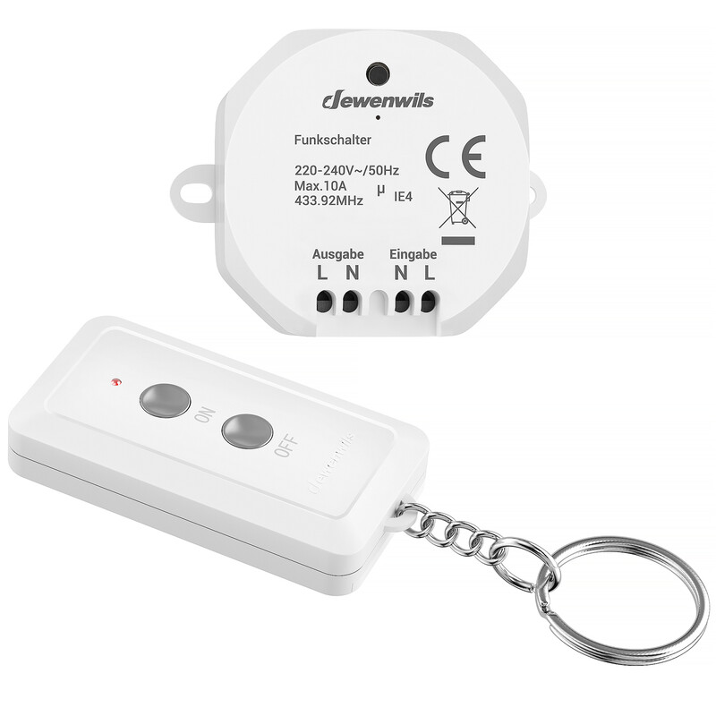 DEWENWILS 230 V draadloze schakelaarset, met 1 ontvanger en 1 afstandsbediening, afstandsbedieningsbereik 30 m, zonder bedrading, draadloze lichtbediening, geschikt voor lampen tot 2300 W, uitbreidbaar, wit