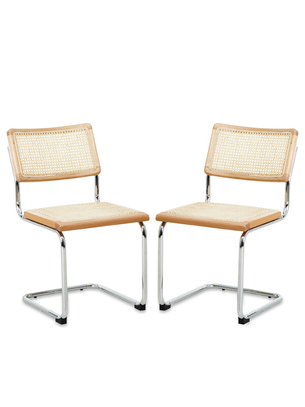 Interiors by Premier Dining Chair Cebu Elm Wood & Rattan Natural/Silver 2pcs