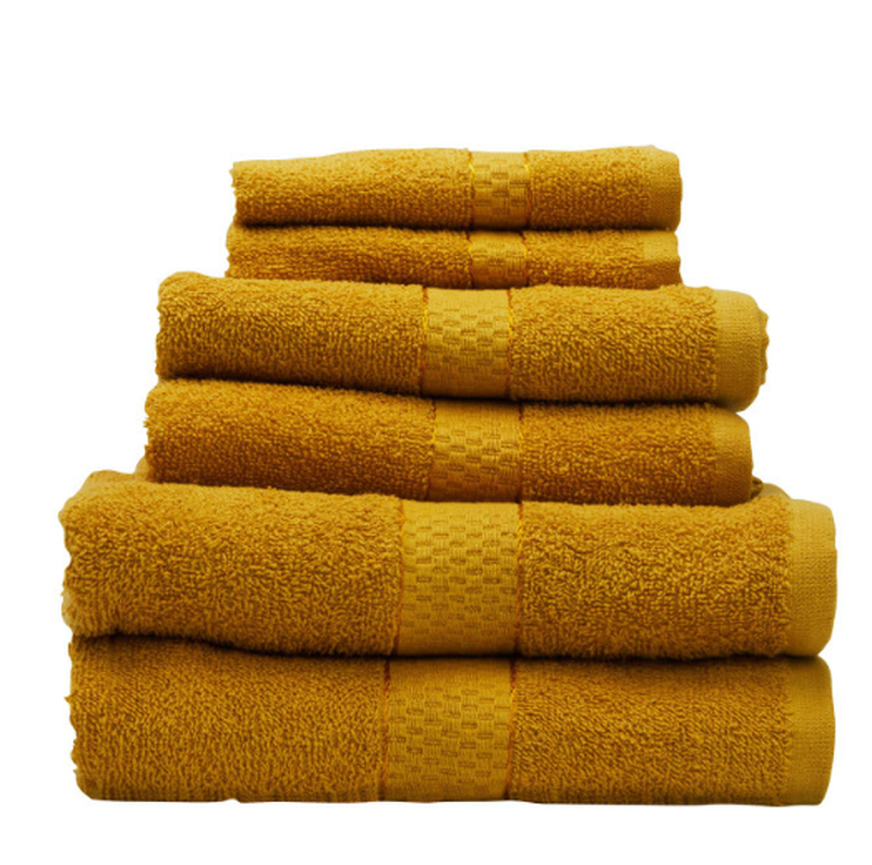 Thread & Loom Towel Set 2 x Bath Towels, 2 x Hand Towels, 2 x Face Cloths Mustard