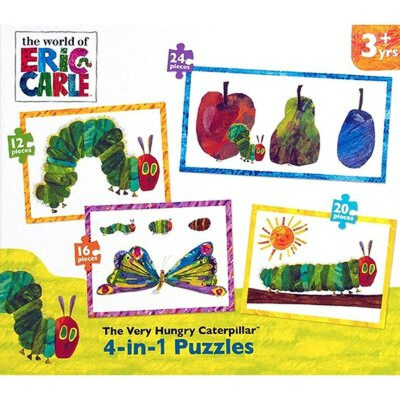 The Very Hungry Caterpillar 4-in-1 Jigsaw Puzzle Set for Kids and Toddlers - Fun Educational Learning Game