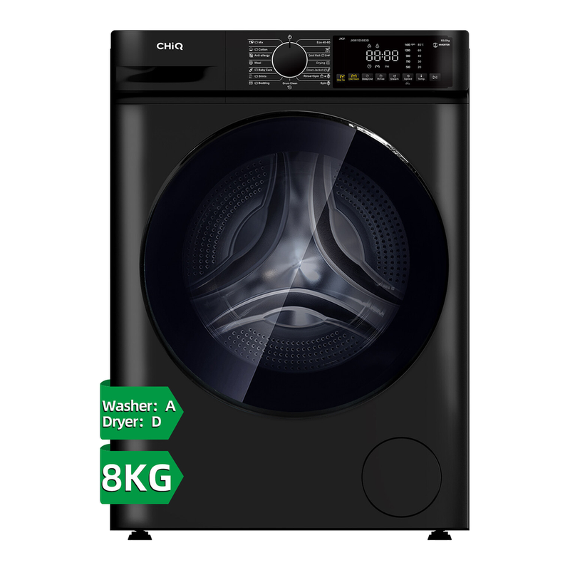 CHiQ JKW85882HB Washer Dryer, 8 kg/5 kg, 1400 Spin, Black, A/D Rated
