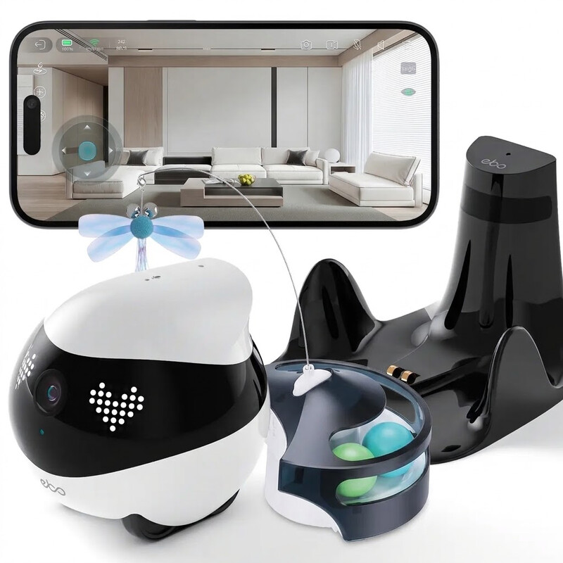 ENABOT EBO Air 2 intelligenter Begleitroboter (Taubenweiß), Haustierpflege & Ferninteraktion, Überwachung der Innensicherheit und …