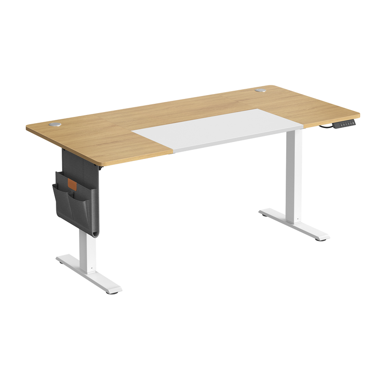 Ochama Höhenverstellbarer Stehtisch, 160 x 70 cm, Memory-Funktion, USB-C-Anschluss, natureichenfarben-weiß