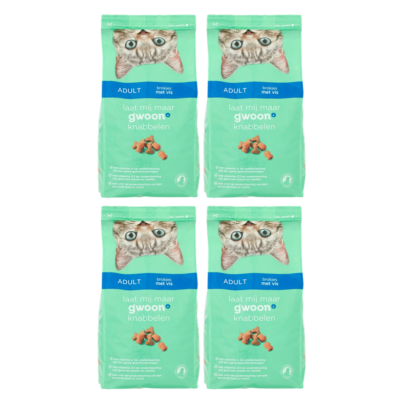 g'woon Bouchées pour chats adultes au poisson 2 kg * 4