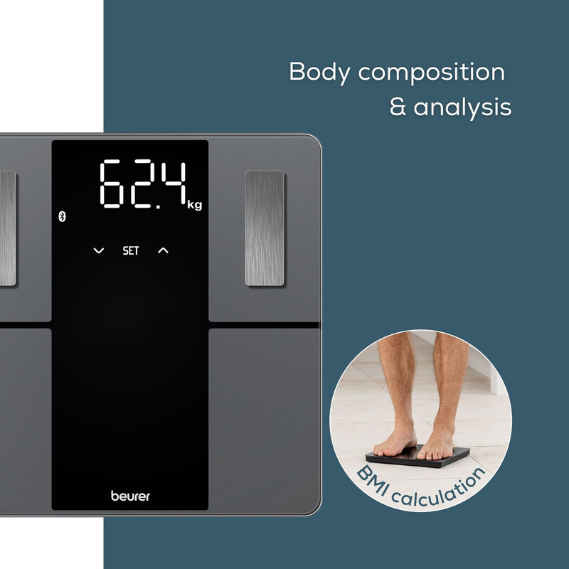 Beurer Bf500 Body Analysis Scale, Digital Bathroom Scale With Precise Full-Body Analysis With App Connection