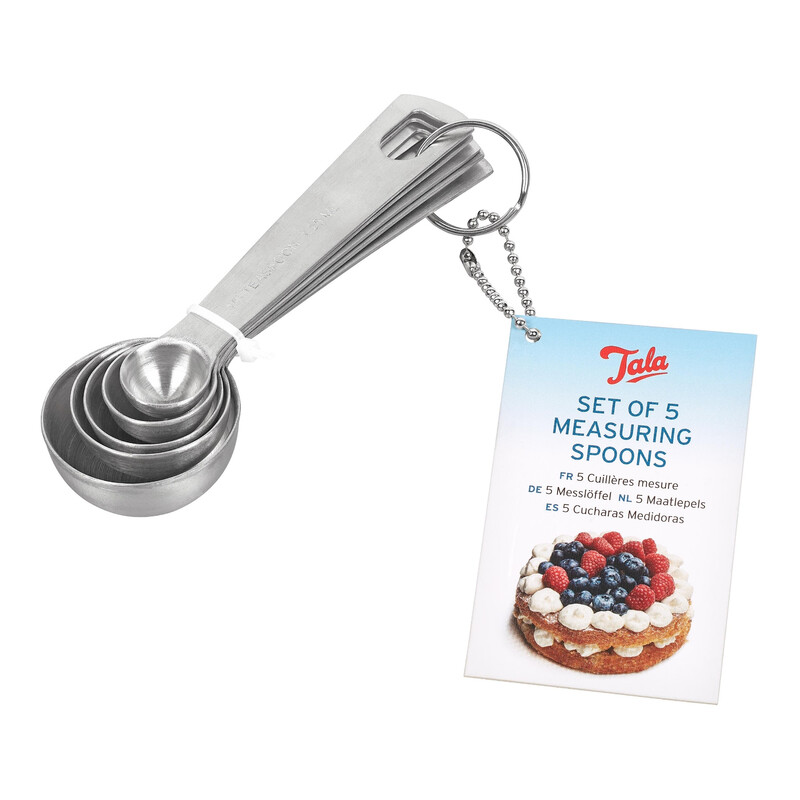 Stainless Steel Measuring Spoons, 5 Piece Set for Measuring Dry and Liquids with Clea