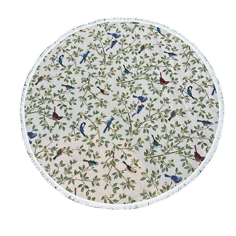 Bird and Floral Pattern Table Cloth Boho Style Jacquard Table Cover for Kitchen Dinin