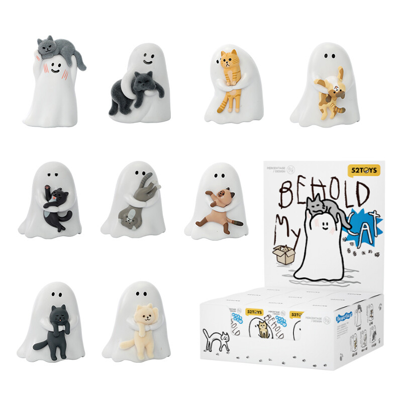 52TOYS Little Ghost Show You My Cat Serie Blind Box Mittlere Box - (9 Stück) Im Dunkeln Leuchtende Niedliche Pellets Trendige Sammelfigur …