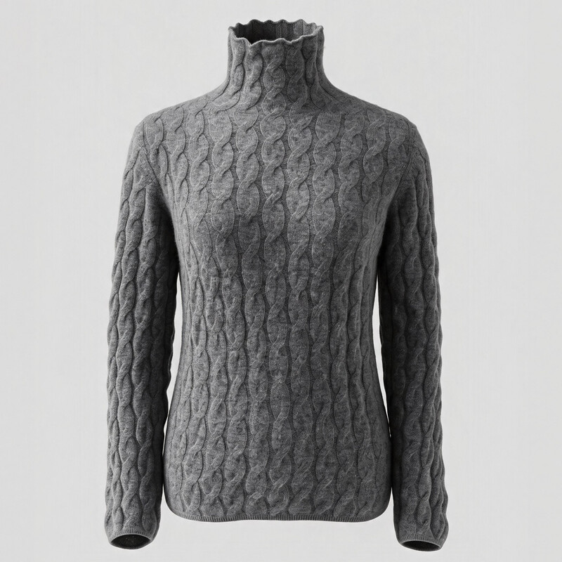 100 % Kaschmir Schlauchschal Pullover für Damen - Dunkelgrau Herbst Winter Strickwaren Dunkelgrau M