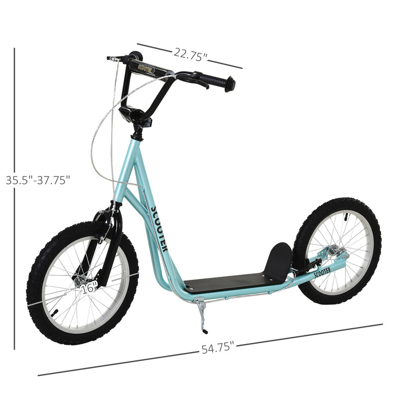 371-021BU HOMCOM Kick Scooters for Kids with Adjustable Height, Anti-Slip Deck, Dual