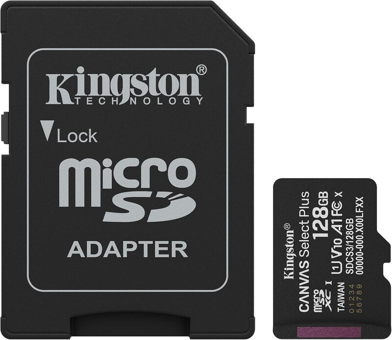 Kingston Canvas Select Plus 128 GB microSDXC Memory Card - Gen 3, 150 MB/s, A1, with Adapter