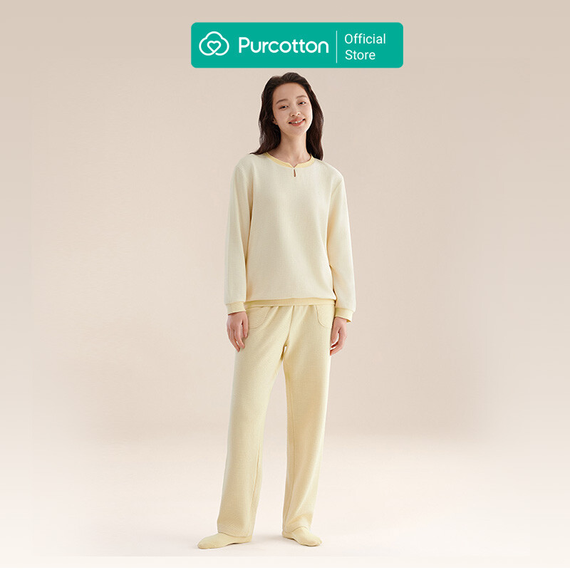 Women's Knit Loungewear Set,Light Oat Beige,Top: UK 14 (L); Bottom: UK 14 (L)