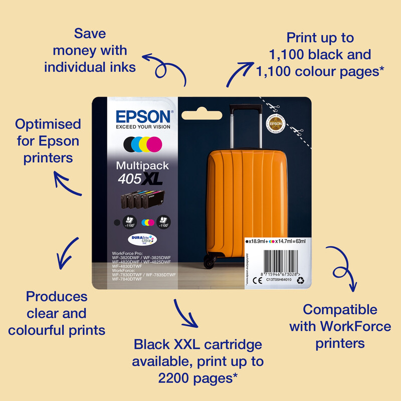 Epson 405 Durabrite Multi Pack Inkjet Suitcase 4 Colours