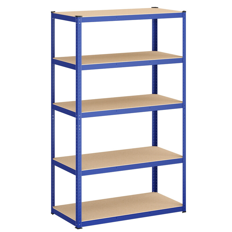 JOYFURNOS 5-Tier Shelving Unit, Steel Shelving Unit for Storage, for Garage, Shed, Load Capacity 750 kg, Blue