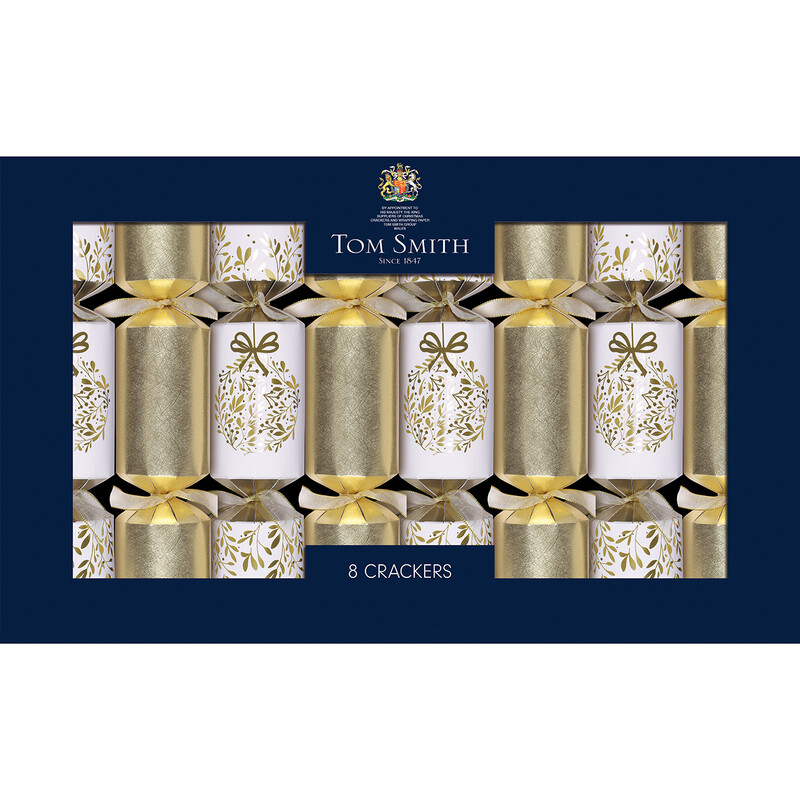 Festive Gold Deluxe FSC Christmas Crackers, Pack of 8, 14in