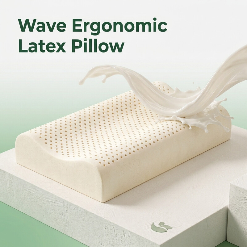 【Back-to-School】 JoySelect natuurlijk latexkussen, 93% latexgehalte ergonomisch contourenkussen voor verlichting van nekkpijn, dubbele hoogte (10/12 cm) golvend kussens voor neksteun met dubbele hoezen, 60 x 40 cm