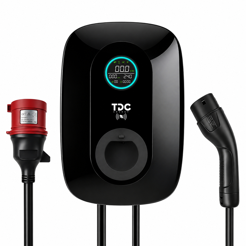 TDC ENERGY RAC11 11 kW Typ 2 Ladestation für Elektrofahrzeuge, 16 A, 400 V dreiphasige AC-Ladestation mit 5 m Kabel, 3-Zoll-Display, RFID und App-gesteuertem Laden, Wandmontage