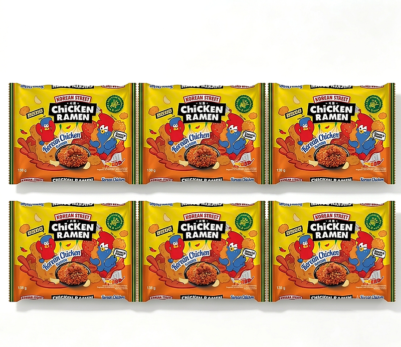 Korean Street Chicken Ramen Korean Chicken Flavour Bag 138g 6 Packs