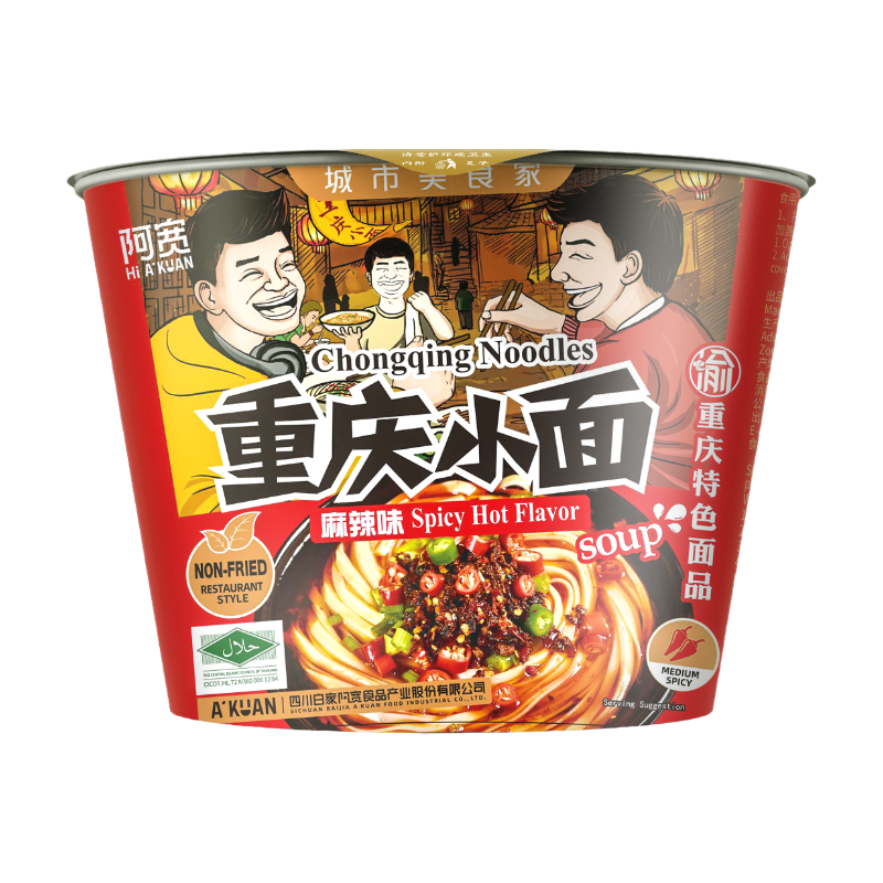 AKUAN Chongqing Noodles Bowl Spicy Hot 110g