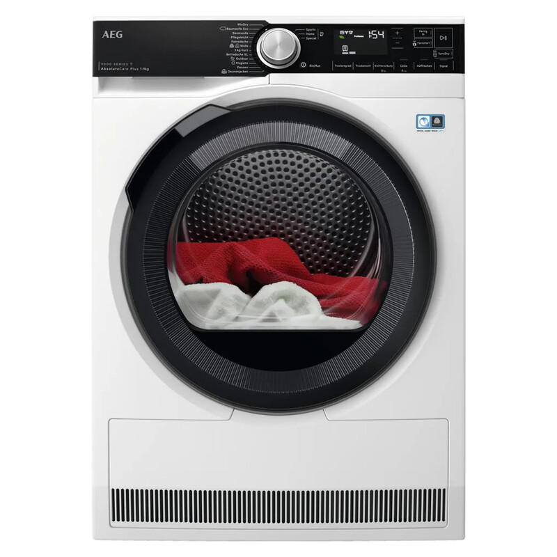 AEG 9000 AbsoluteCare Plus TR9W80690 9 kg Wärmepumpentrockner – 3D-Scan Präzisionstrocknung, AbsoluteCare Wolle & Seide Schutz, WiFi Connected, MixDry, Hygiene 99,9 % Bakterienentfernung, Weiß