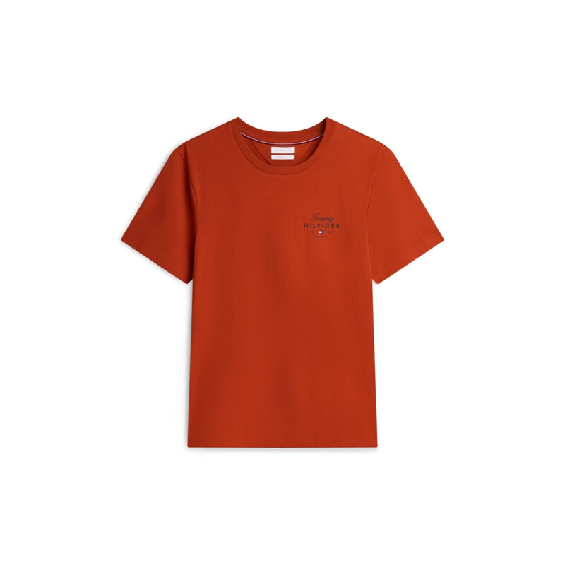 Tommy Hilfiger Logo Jersey Crew Neck T-Shirt - Rusty Ochre