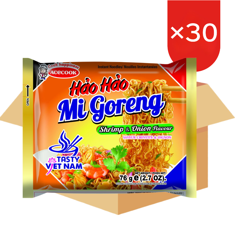 Acecook HAO HAO Instant Noedels Mi Goreng Garnaal & Ui Smaak 76*30 (Doos)