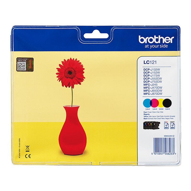 Brother LC121VALBP inktcartridge 4 stuks origineel zwart, cyaan, magenta, geel