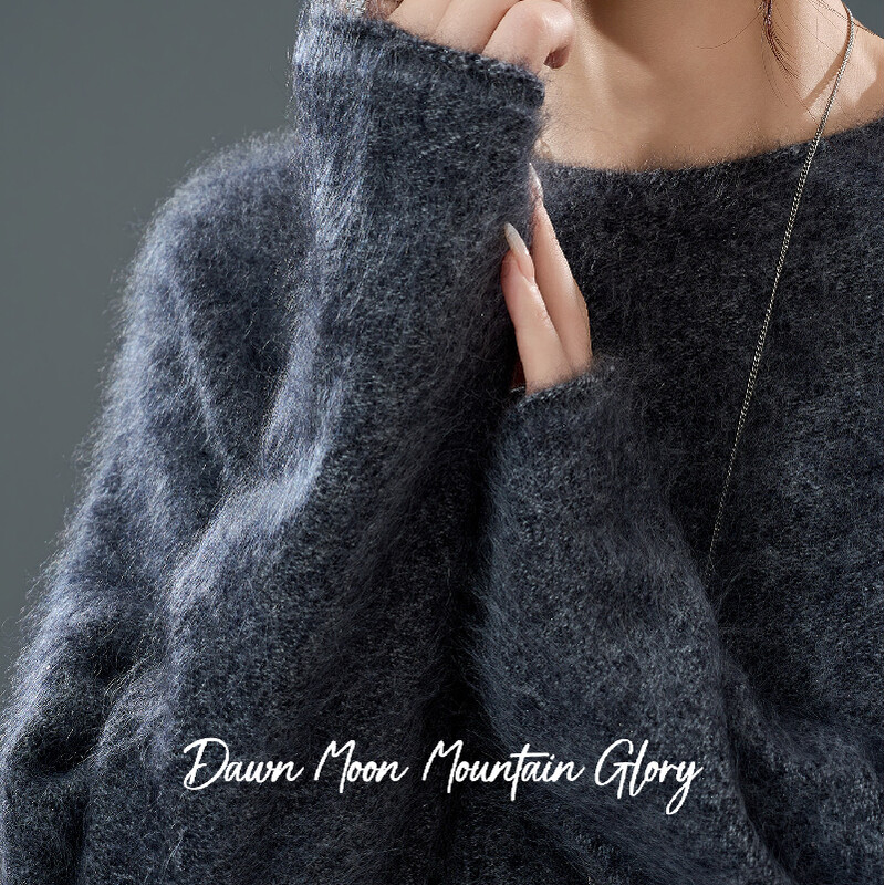 Geborsteld glittersweater van cashmere en wol 90% geïmporteerde fijne merino wol uit Australië + 5% kashmir + 5% zijde (exclusief glitters) Regennachtzwart One size
