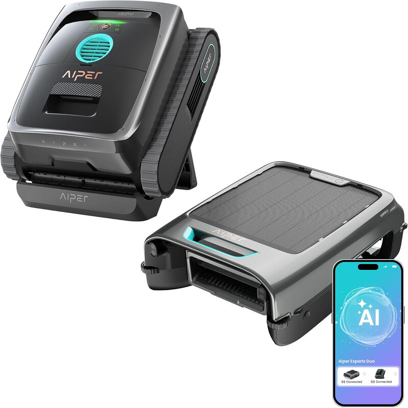 Aiper Experts Duo - Scuba V3 Zwembadrobot met AI-zicht, Draadloos & EcoSurfer S2 Solar zwembadskimmer, 360° volledige reiniging (bodem tot oppervlak), Slim parkeren, App-bediening & OTA-updates