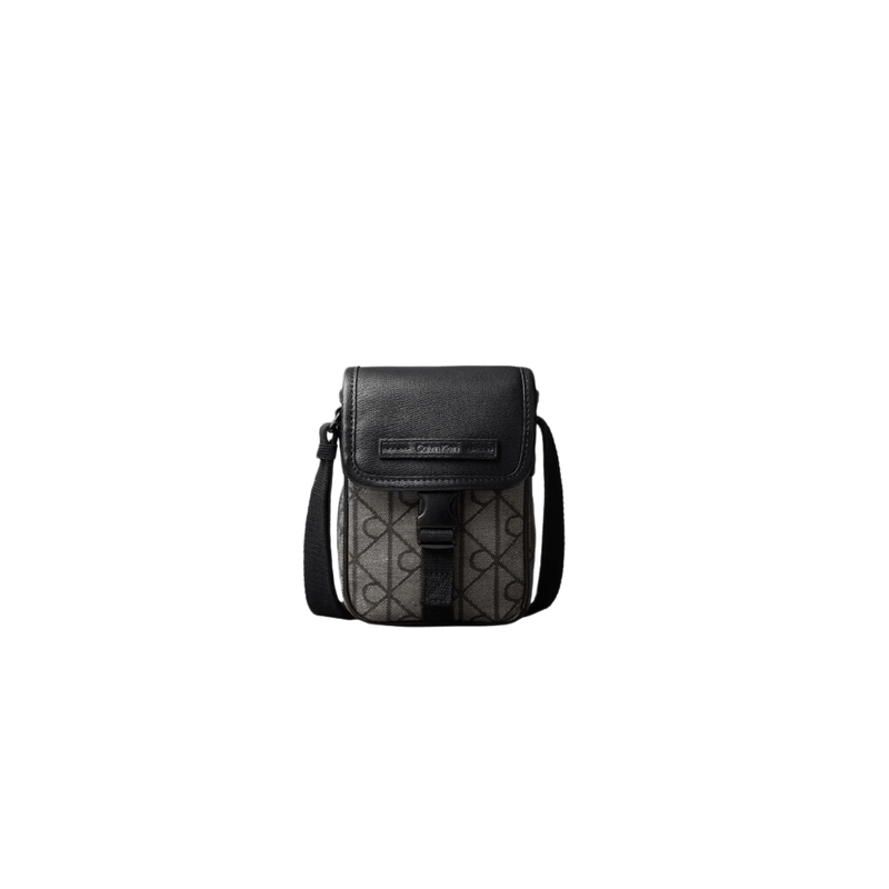Calvin Klein Men's Mixed Emblem Small Flap Crossbody Bag - Beige/Black