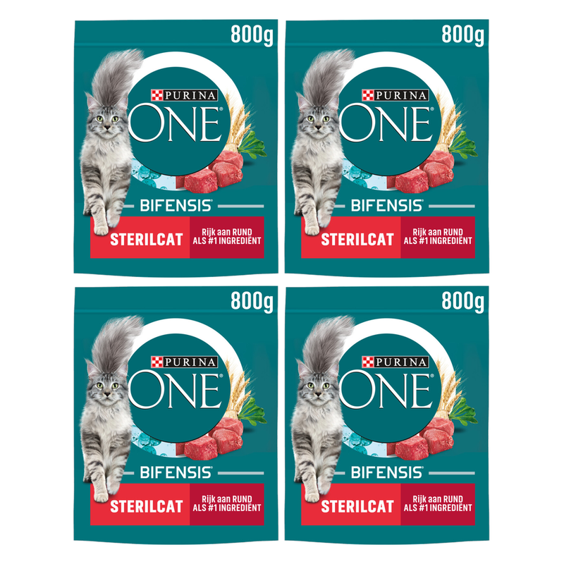 Purina One Sterilcat Formule bœuf et céréales Nourriture pour chats adultes stérilisés 800 g * 4