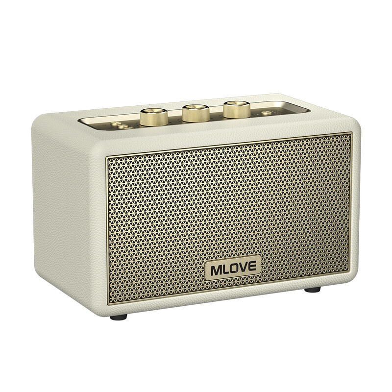 Mlove A200 Portable Bluetooth Speaker Wireless Bluetooth 5.3 Speaker 24 Hours Playtime, Elegant Retro Bluetooth Speaker - White