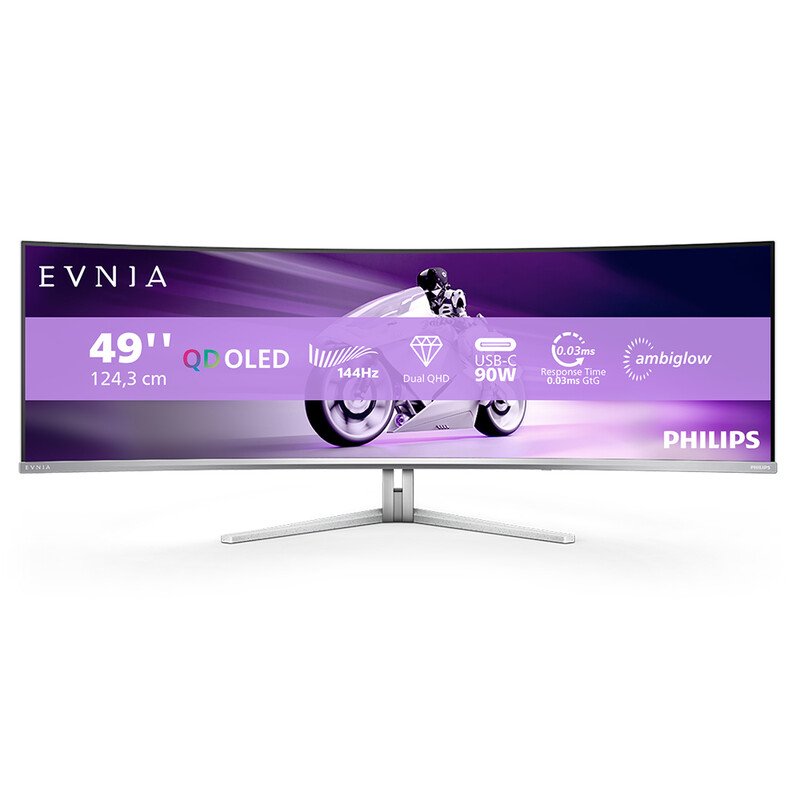 Evnia Philips 8000 49M2C8900L/00 QD 48.9" Curved OLED Dual QHD 144Hz 0.03ms Gaming Mo