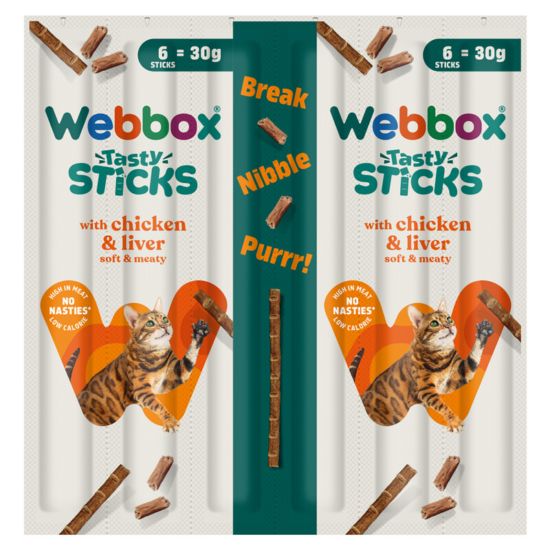 Tasty Sticks with Chicken & Liver 6 Semi-Moist Tasty Treats 30g [Pack may vary]