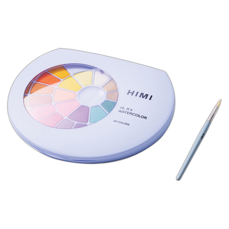 HIMI Solid Watercolour Set 38 Colours in Pans, Brush, Blue 38 colours, Basic - Image 4