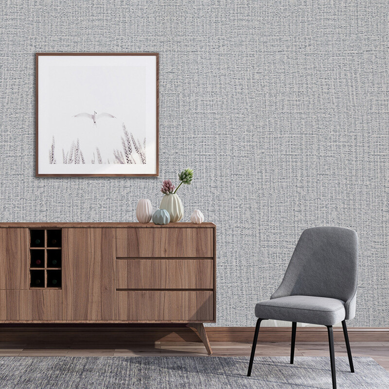 LIVINGANDHOME Grau Leinenstruktur PVC Selbstklebendes Tapete, Wasserdicht & Einfach zu Verlegen