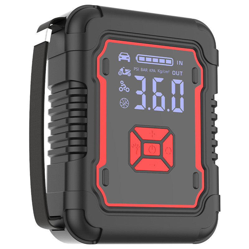 Porbi X9 Jumpstarter met Luchtcompressor 3000 A Piek Draagbare Auto Jumpstarter, 20000 mAh Batterij Booster & 150PSI Bandenpomp, QC3.0 18 W Snel Opladen Powerbank voor 12 V Benzine & Diesel Voertuigen, SUV, Bestelwagen & Motorfiets