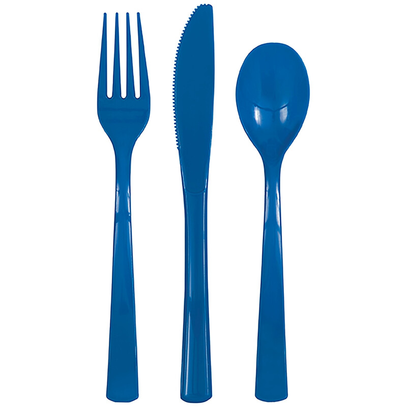 Unique Plastic Cutlery, Royal Blue, 18 pack