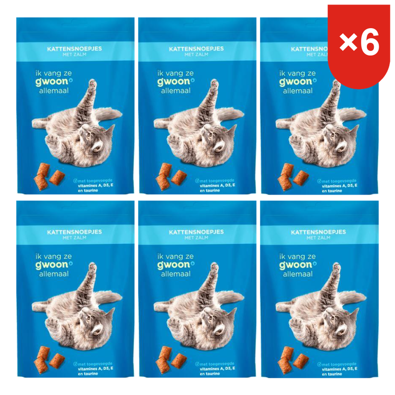 g'woon Bonbons au saumon, Sachet 70 g * 6