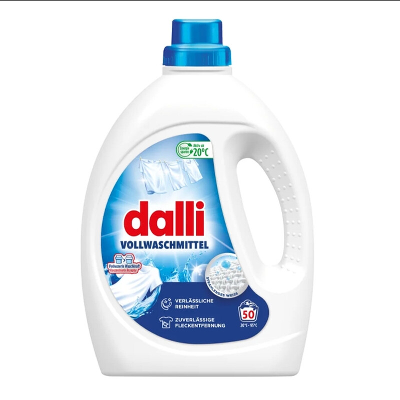 dalli Vollwaschmittel, Flüssigwaschmittel – 2,25 Liter - Flasche, 50 Waschladungen