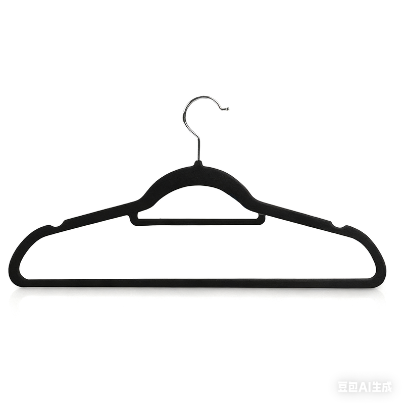 Non-Slip Velvet Suit Hangers with Tie Bar, 20-Pack, Black