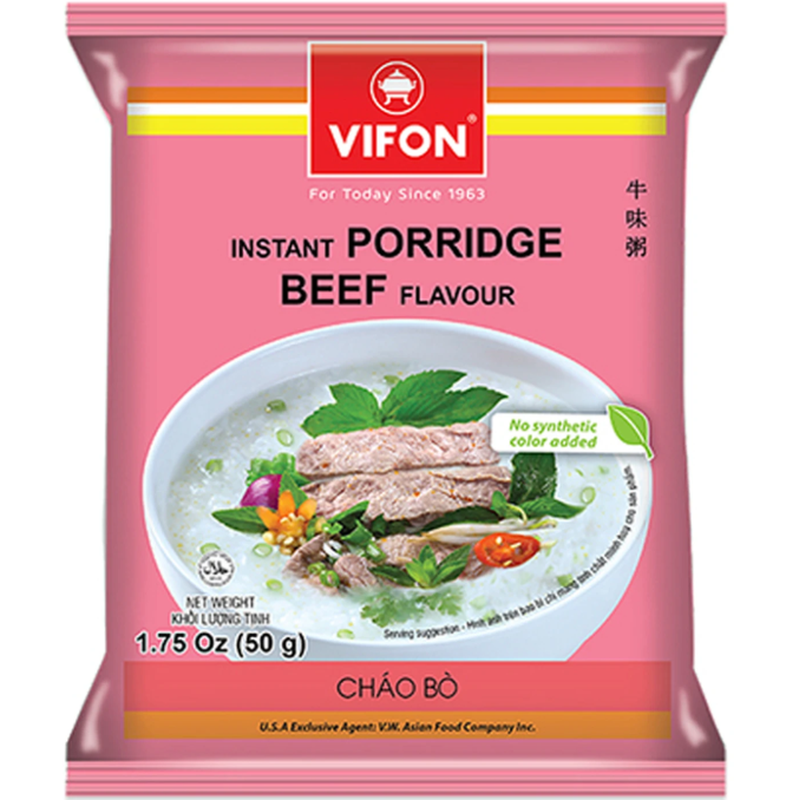 VIFON Instant-Reisbrei Rindfleischgeschmack (Cháo Bò) 50 g