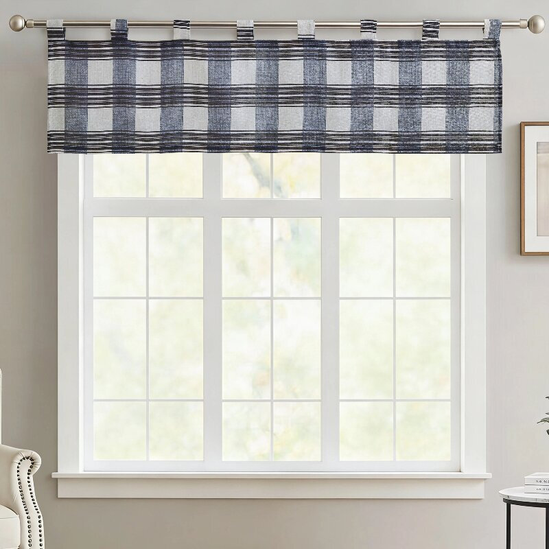 MEROPE, Polyester-linnenmix Owen ruit cafe, 142x35,5cm, blauw/wit, 1 verpakking