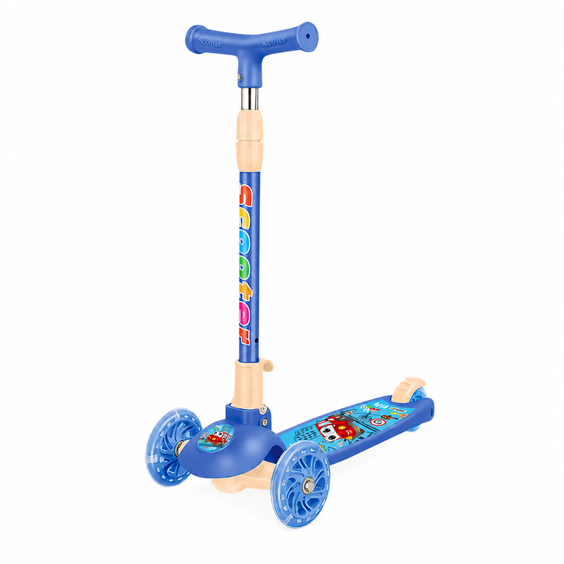 Klappbarer 3-Rad-Roller mit Leuchträdern, zufällige Ausführung, 1 Stück, leuchtende Räder, zusammenklappbar und höhenverstellbar