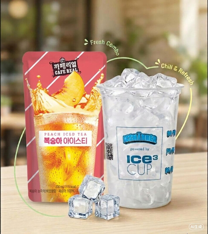 Cafe Real Eistee Pfirsich (Beutel) 230 ml mit Eisbecher