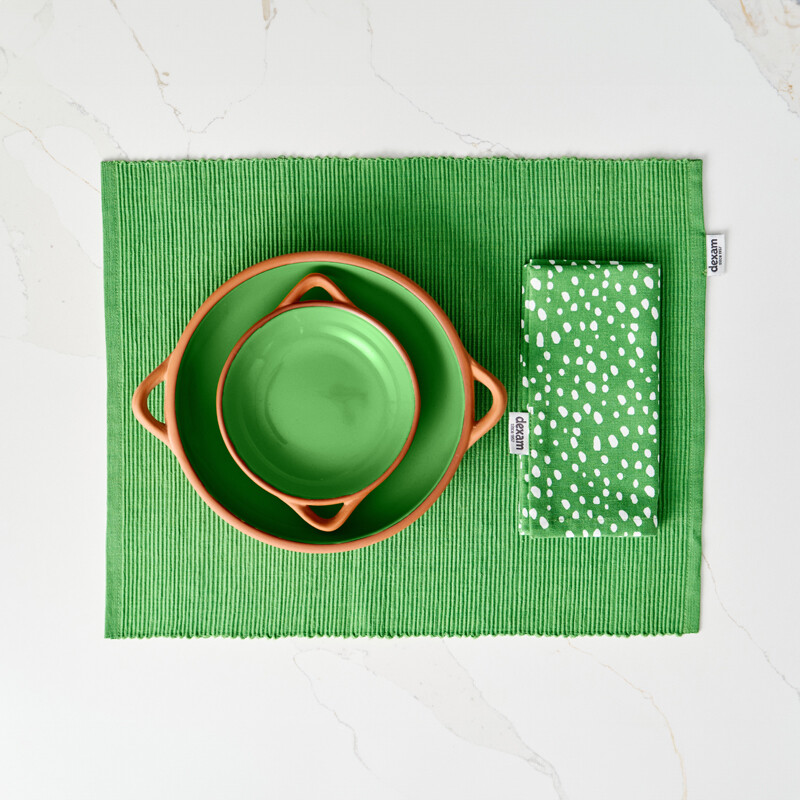 Placemat & Napkin Set Sintra Spotted 100% Cotton Green