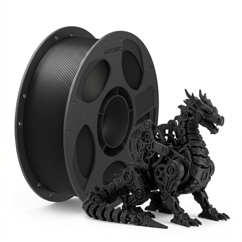 ANYCUBIC PLA basic Druckfilament, 1 kg Spule, 1,75 mm Durchmesser, ±0,02 mm Toleranz - Schwarz