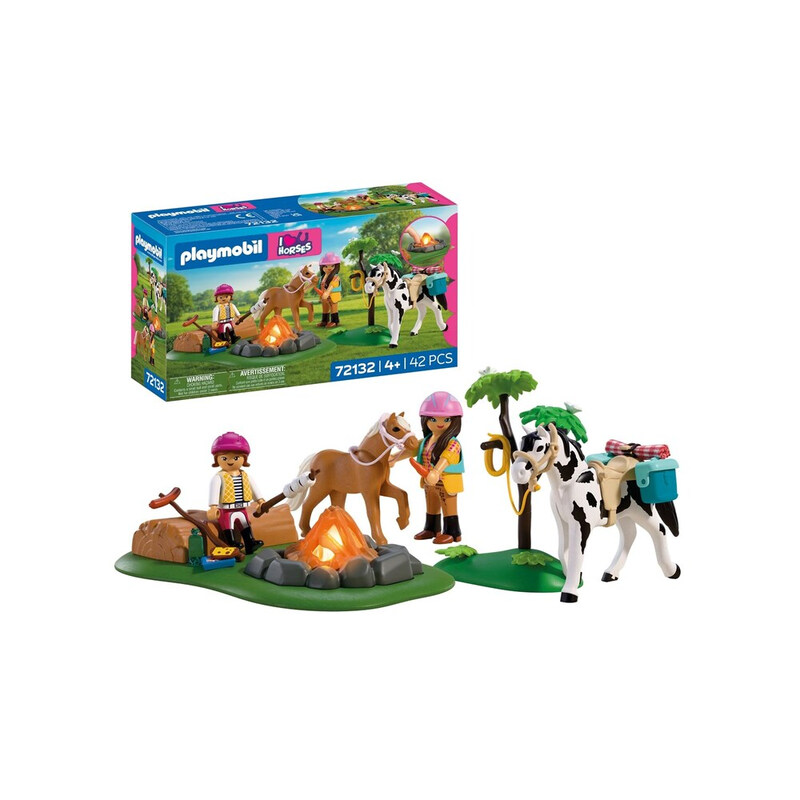 PLAYMOBIL Action-Spielfigur Set: Campingausflug mit Lagerfeuer und Zubehör für kreative Rollenspiele für Kinder