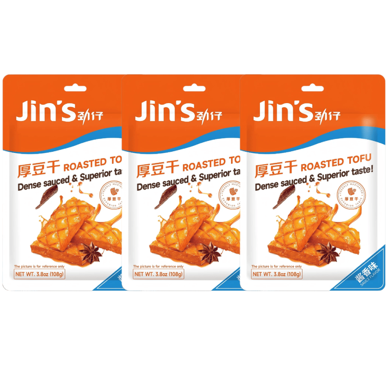 Jin Zai Dicke getrocknete Tofu-Scheiben Sojasaucen-Geschmack 108 g x 3