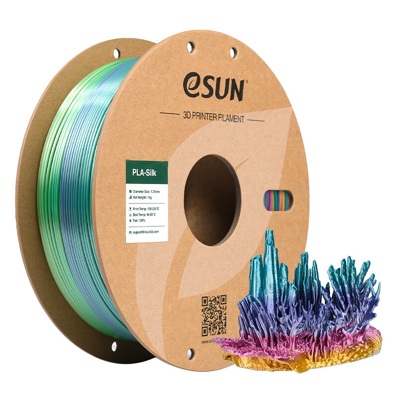 eSUN Regenbogen Seide PLA 3D Filament 1,75 mm - Koralle 1 kg, Seidentextur, Regenbogenfarbe, Hochgeschwindigkeitsdruck 3D Material für die meisten Drucker